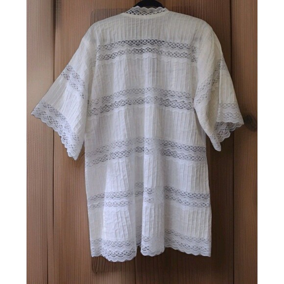 Vintage Handmade Lace Pintuck Blouse Jacket Tunic Prairie Cottagecore Sheer Sz L - Picture 4 of 11